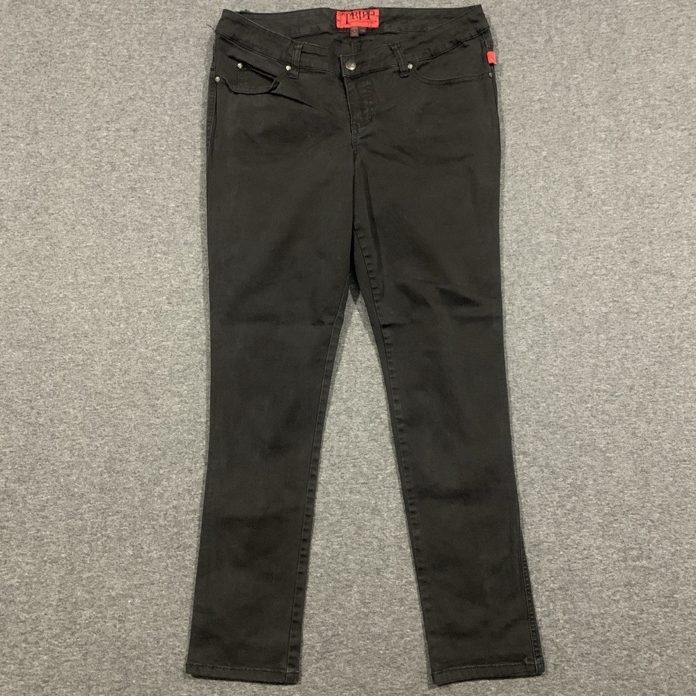 Tripp NYC Jeans Womens 14 Black Skinny Mid Rise Stretch Punk Rocker Denim